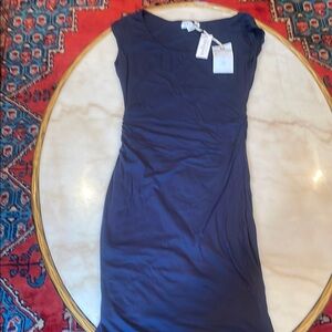 Velvet Blue Sheath Midi Dress Sleeveless Bateau